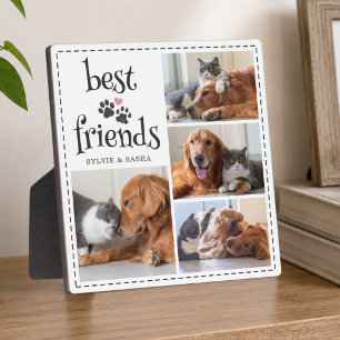 Dog Cat Best Friends Pawprints 4 Photos Custom Plaque