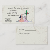 Dog Cat Bird Pet Sitting Service Business Card