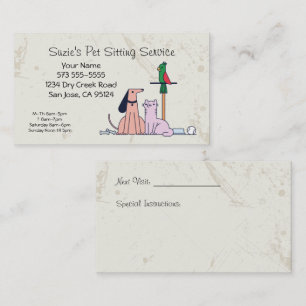 Dog Cat Bird Pet Sitting Service Business Card
