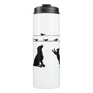 Dog Cat Birds Silhouettes Wire Pets Puppy Animal Thermal Tumbler