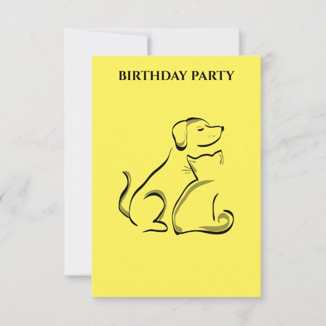"DOG & CAT BIRTHDAY INVITATIONS PERSONALIZED. (Front)