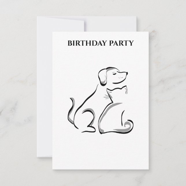 "DOG & CAT BIRTHDAY INVITATIONS PERSONALIZED. (Front)