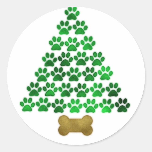 Dog / Cat Christmas Tree Classic Round Sticker (Front)