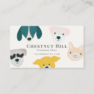 Dog & Cat Face Veterinary Animal Clinic Business Card