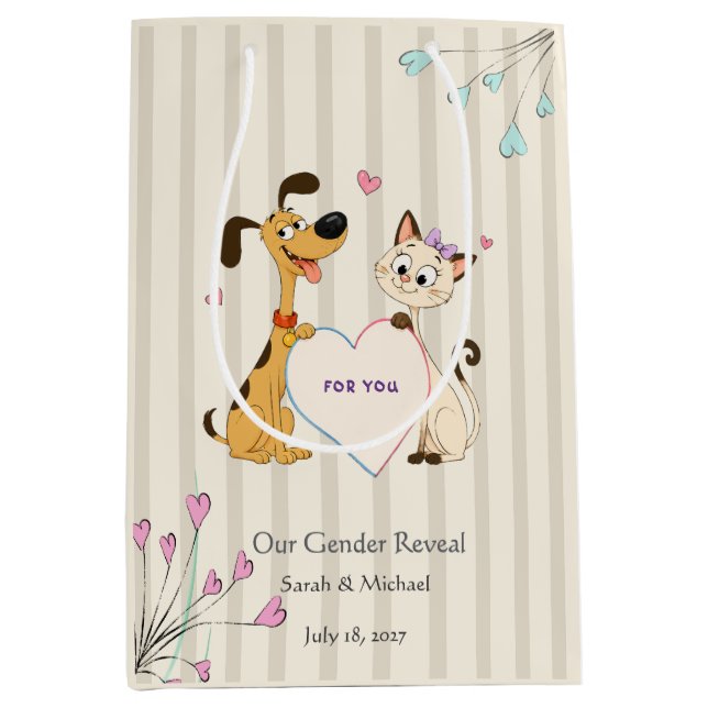  Dog & Cat Gender Reveal   Medium Gift Bag (Front)