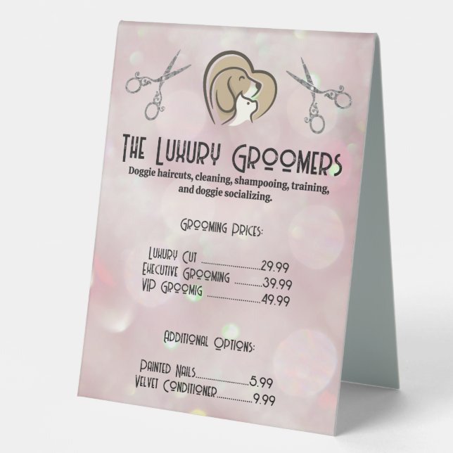 Dog Cat Heart Logo | Scissors | Bokeh (Front)