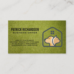 Dog Cat Home Logo Turf Business Card