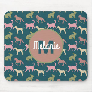 Dog Cat Horse Animal Silhouettes Pattern Mouse Mat