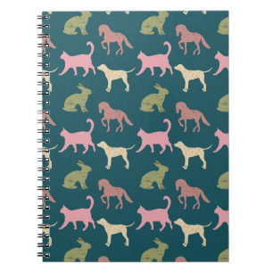 Dog Cat Horse Animal Silhouettes Pattern Notebook