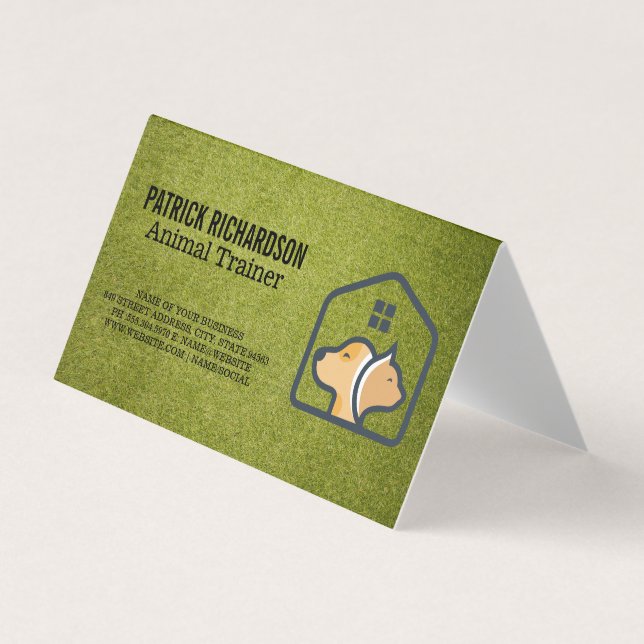 Dog Cat House Logo | Animal Services Business Card (Front)