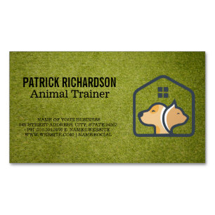 Dog Cat House Logo Animal Services Magnetic Business Card