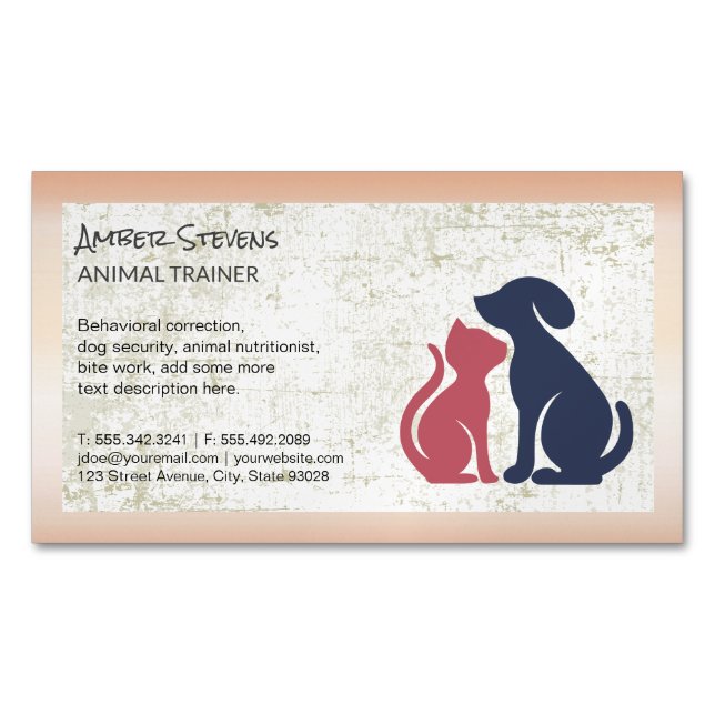 Dog Cat Icon | Animal Care Magnetic Business Card (Front)