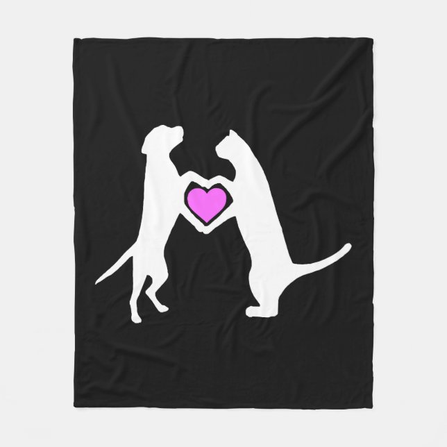 Dog Cat Love Fleece Blanket (Front)