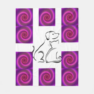 Dog & cat love fleece blanket. blanket