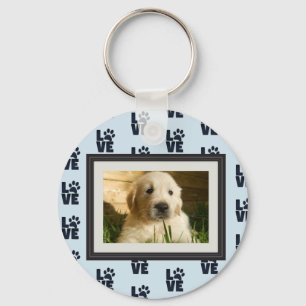Dog Cat Love Paw Print Custom Photo Key Ring