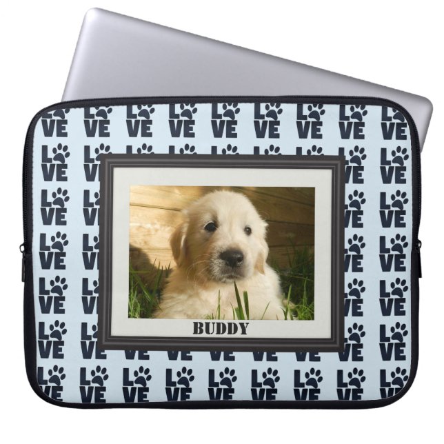 Dog Cat Love Paw Print Custom Photo Laptop Sleeve (Front)