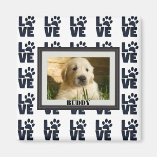Dog Cat Love Paw Print Personalised Photo Magnet