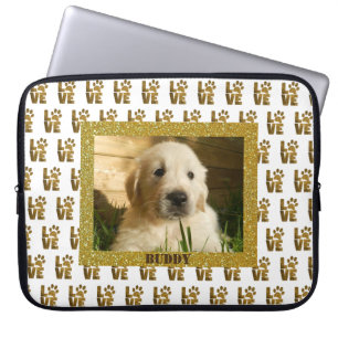 Dog Cat Love Paw Prints Love Photo Laptop Sleeve