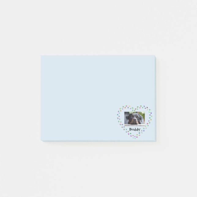 Dog Cat Lover Paw Prints Personalised Photo Post-it Notes (Front)