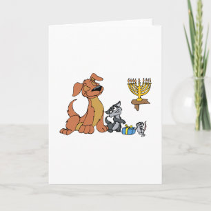 Dog cat mouse holiday card