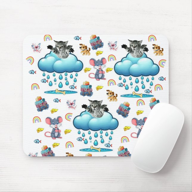 Dog Cat Mouse Rainbow Cheese Fish Mousepad (With Mouse)