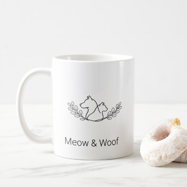 Dog & Cat Mum Line Art Coffee Mug (With Donut)
