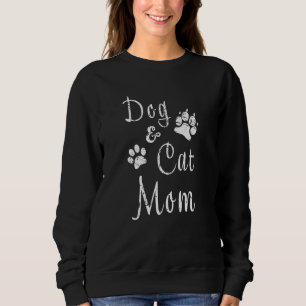 Dog Cat Mum Paw Prints For Women Mother Distressed Sweatshirt