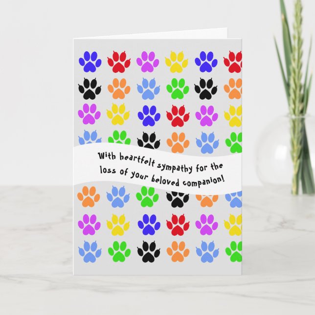 Dog & Cat Paw Print Sympathy Card (Front)