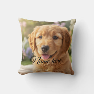 Dog cat pet name photo template simple minimal  cushion