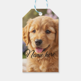 Dog cat pet name photo template simple minimal  gift tags