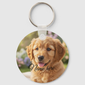 Dog cat pet name photo template simple minimal  key ring