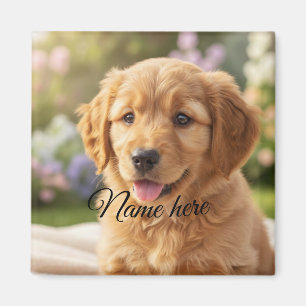 Dog cat pet name photo template simple minimal  magnet