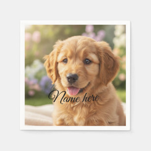 Dog cat pet name photo template simple minimal napkin