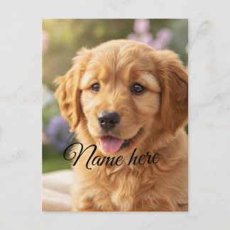 Dog cat pet name photo template simple minimal  postcard