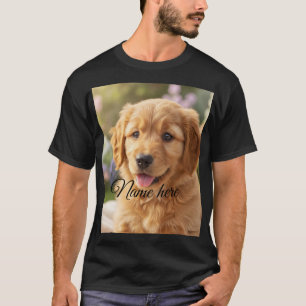 Dog cat pet name photo template simple minimal  T-Shirt