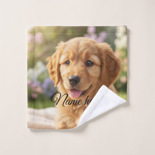 Dog cat pet name photo template simple minimal wash cloth