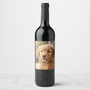 Dog cat pet name photo template simple minimal wine label