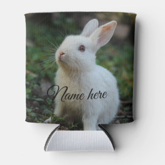 Dog cat pet name photo template simple rabbit can cooler