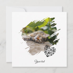 Dog Cat Pet Paw Custom Photo Valentine's Day Love Card