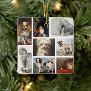 Dog Cat Pets 8 Photo Portrait Collage Keepsake Ceramic Ornament