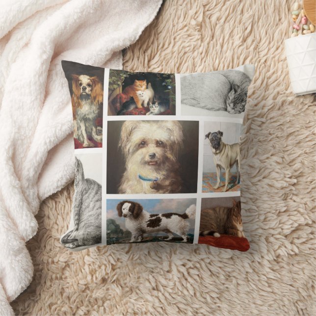 Dog Cat Pets 8 Photo Portrait Collage Keepsake Cushion (Blanket)