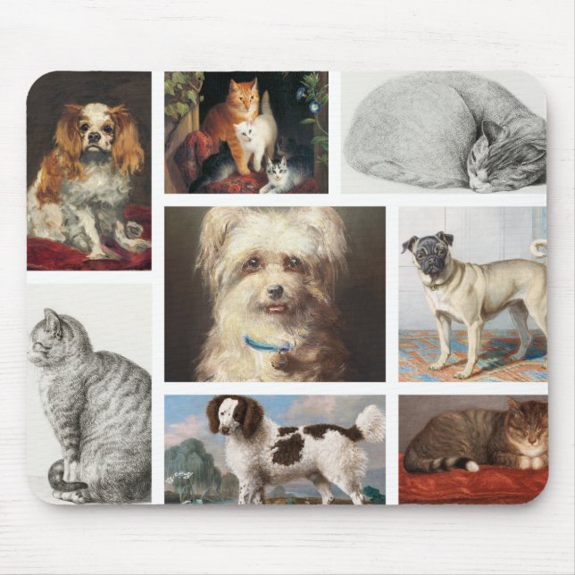 Dog Cat Pets 8 Photo Portrait Collage Keepsake Mouse Mat (Front)