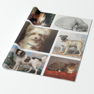Dog Cat Pets 8 Photo Portrait Collage Keepsake Wrapping Paper
