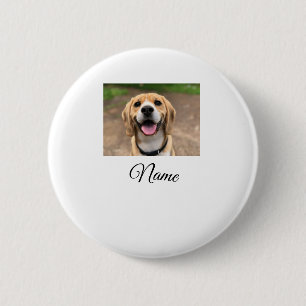 Dog cat photo add pet name cu custom personalised 6 cm round badge