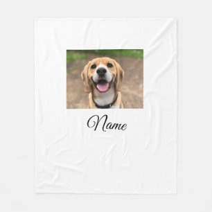 Dog cat photo add pet name cu custom personalised fleece blanket