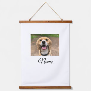 Dog cat photo add pet name cu custom personalised  hanging tapestry