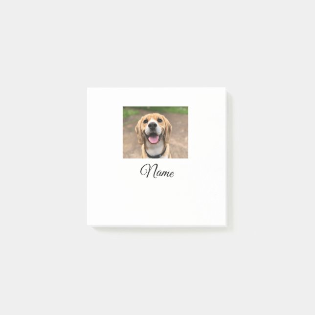 Dog cat photo add pet name cu custom personalised  post-it notes (Front)