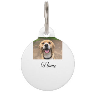 Dog cat photo add pet name cu custom personalised  tag