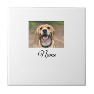 Dog cat photo add pet name cu custom personalised tile