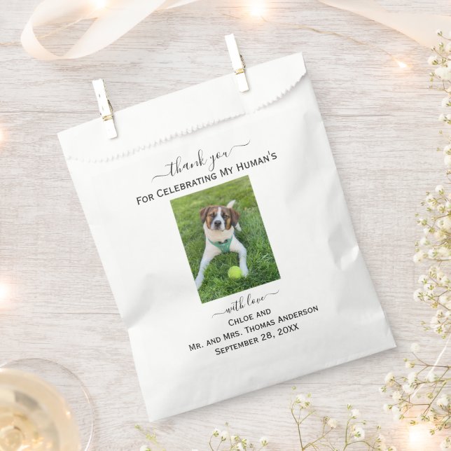 Dog Cat Photo My Human's Thank You Wedding  Favour Bags (Clipped)